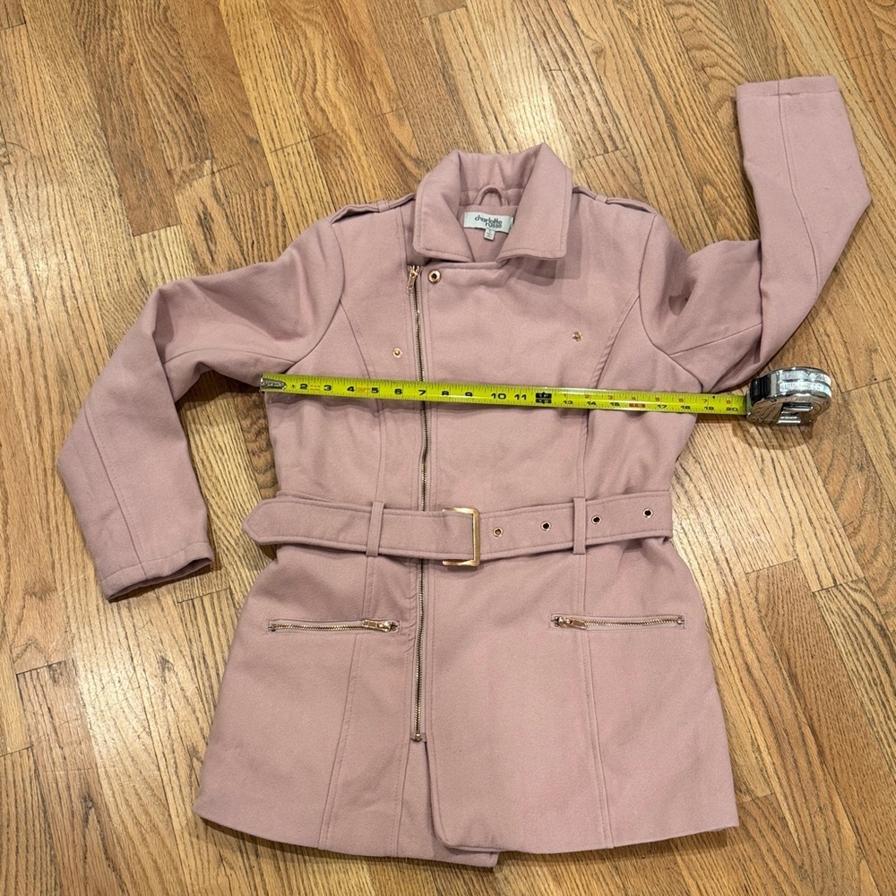 Y2K Charlotte Russe Pink Belted Trench Coat Small - Picture 7 of 9